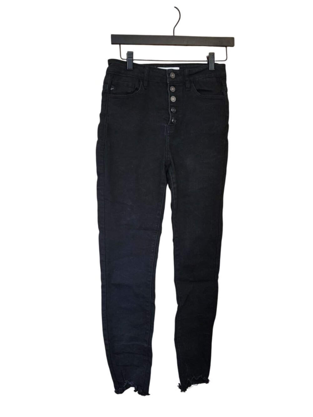 KanCan Womens Black Button fly raw Hem Jeans size 5/26
